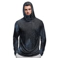 thumbnail image 5 of Havenx Upf 50+ Sun Protection Hooded Shirt for Men Texture Print Long Sleeve Hoodie with Mask Rapid Dry Hoodie Shirt Fishing Casual Summer Lightweight Hiking Blouse,Blue L, 5 of 5