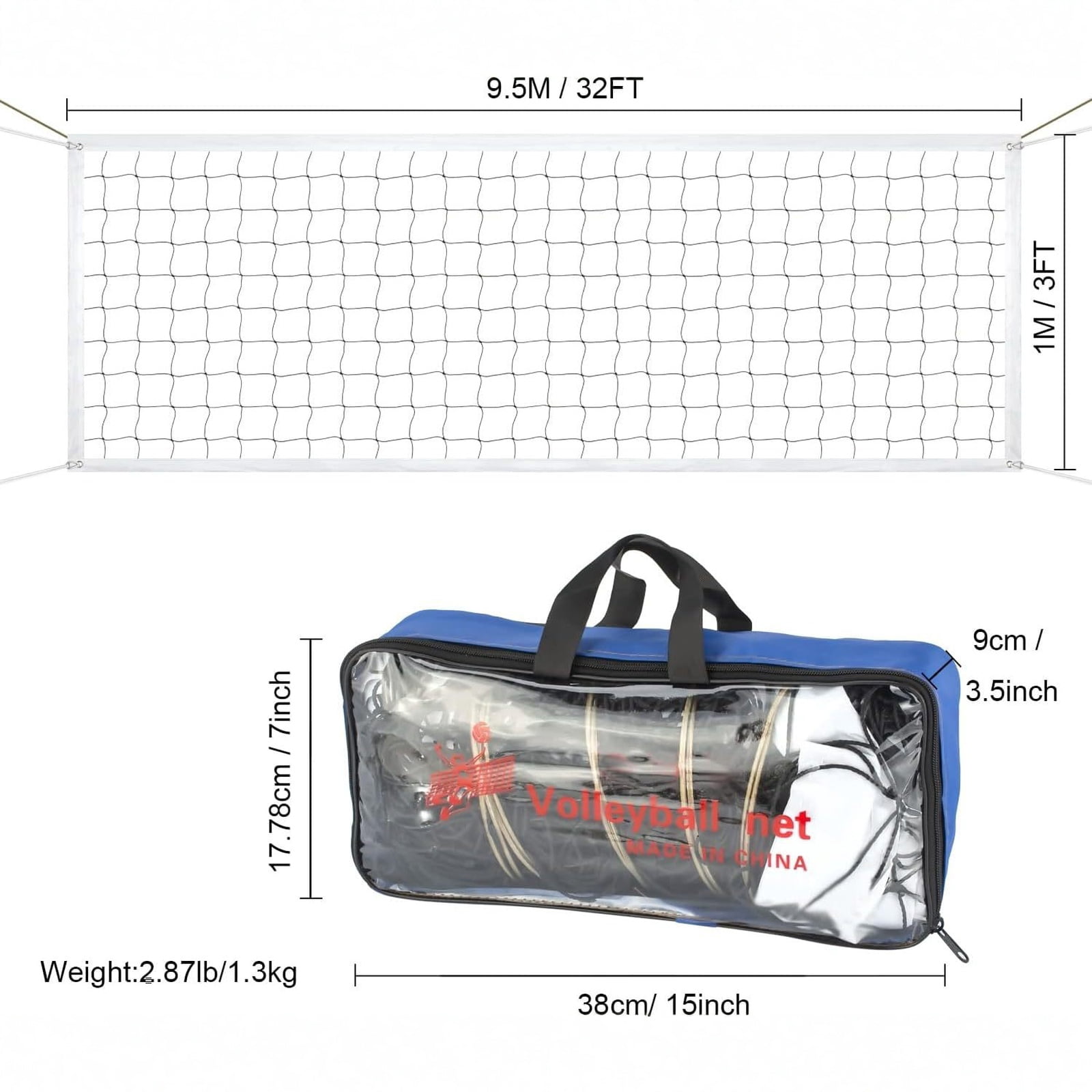 Volleyball Net Outdoor 31.17*28Ft Canvas Edge Fitness Playground Volleyball Net For Standard Match Training Beach Volleyball Net Replacement Outdoor Volleyball Net Suitable For
