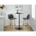 thumbnail image 3 of Toriano Contemporary Fixed-Height Barstool in White Washed Wood and Blue Fabric with Round Black Metal Footrest by LumiSource - Set of 2, 3 of 4