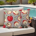 thumbnail image 4 of Red Apples Outdoor Waterproof Pillow Covers, Spring Summer Fruits Modern Art Decorative Square Throw Pillowcase Sofa Cushion Sham for Patio/Couch/Chair, 20"x20" 2 Pack, 4 of 8