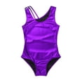 thumbnail image 3 of Haitryli Kids Girls Sleeveless Cutout Back with Straps Glittery Ballet Dance Gymnastics Leotard Purple XL, 3 of 7