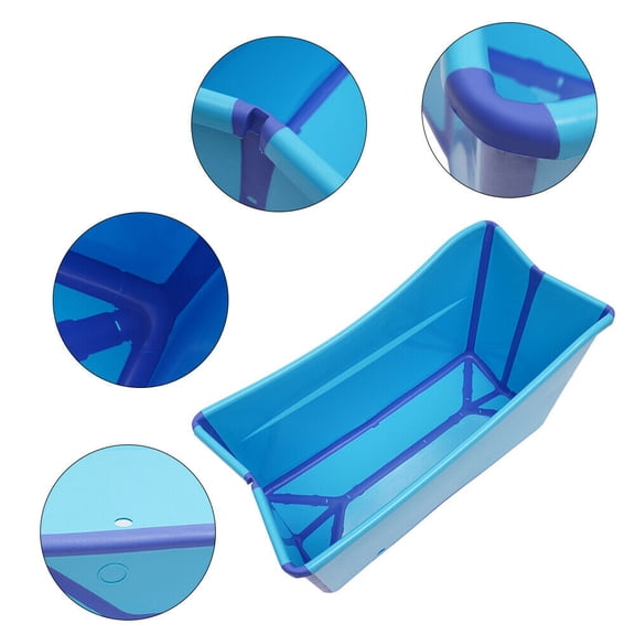 100cm Adult Bathtub Portable Shower Household Folding Water Spa Bath Tub Blue