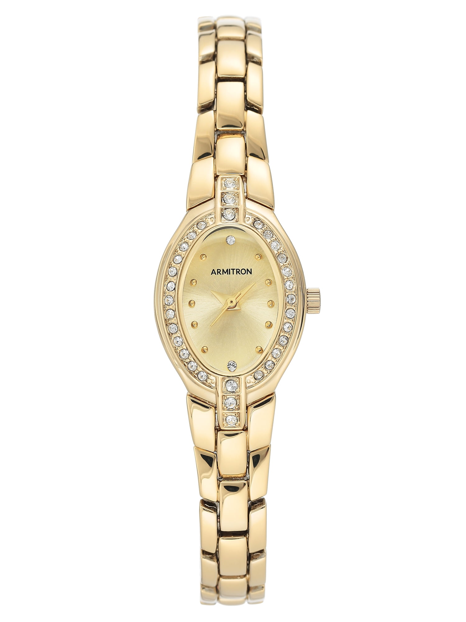 Armitron Women's Gold-Tone and Champagne Oval Dial Genuine Crystal ...