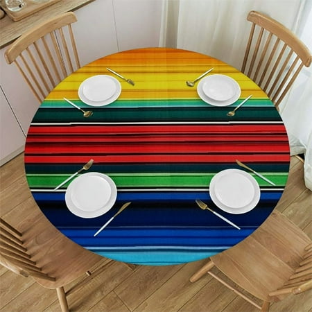 

Sheronv Stripe Pattern Round Table Cover Stain Resistant Washable Indoor Outdoor Tablecloth Kitchen Dining Wedding Parties 100% Polyester with Elastic Edge Tablecloths 54 -58