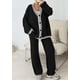 thumbnail image 2 of Conjunto Lounge PRETTYGARDEN Cardigan Negro y Pantalón de Pierna Ancha XL, 2 of 8