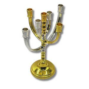 Rotating Temple Menorah Gold and Silver Candle Holder