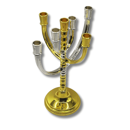 Rotating Temple Menorah Gold and Silver Candle Holder