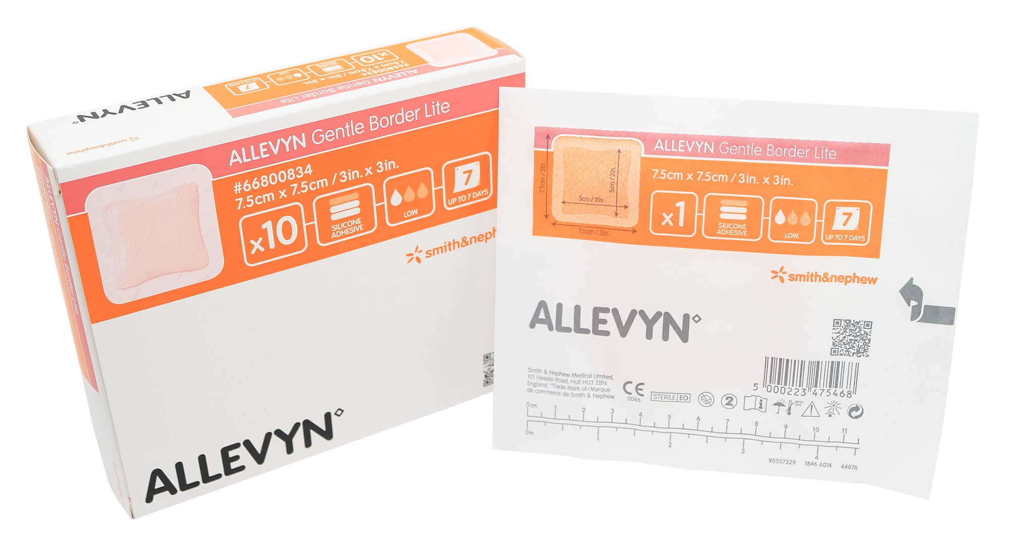 Allevyn Gentle Border Lite Foam Dressing 3" X 3" - Box of 10 - 3 Boxes