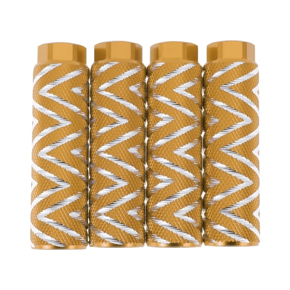4 Pcs Aluminum Alloy Anti-Skid Bike Pegs 100mm Length Wave Texture Bicycle Backseats Stands Cycling Foot Pegs 3/8 inch Axles Gold Tone
