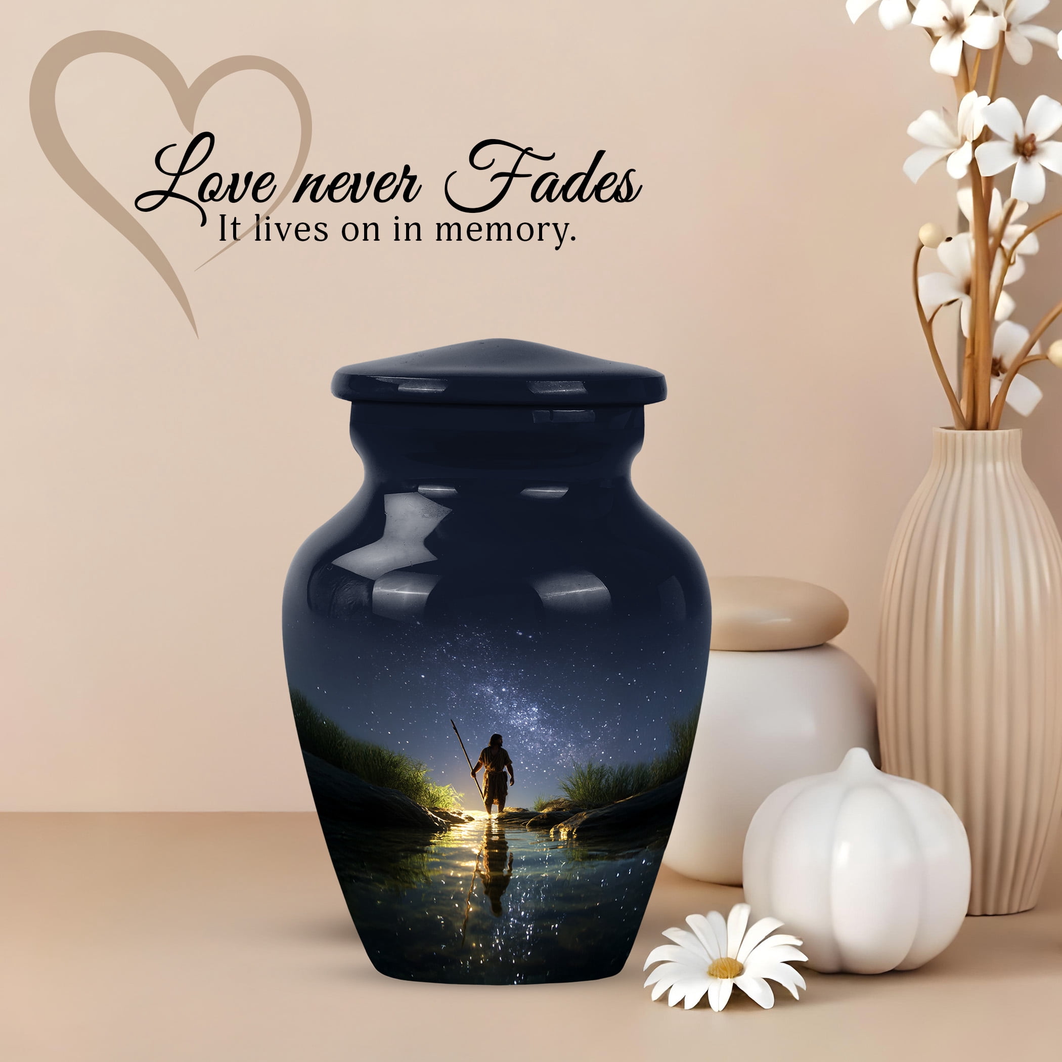 JAGSHASHI Fishing Mini Keepsake Urns For Human Ashes Adult Female – Small Cremation Urn For Ashes Adult Male or Pets – Funeral Token Urn with Fisherman – Memorial Tribute for Families (Blue 3 Inch)