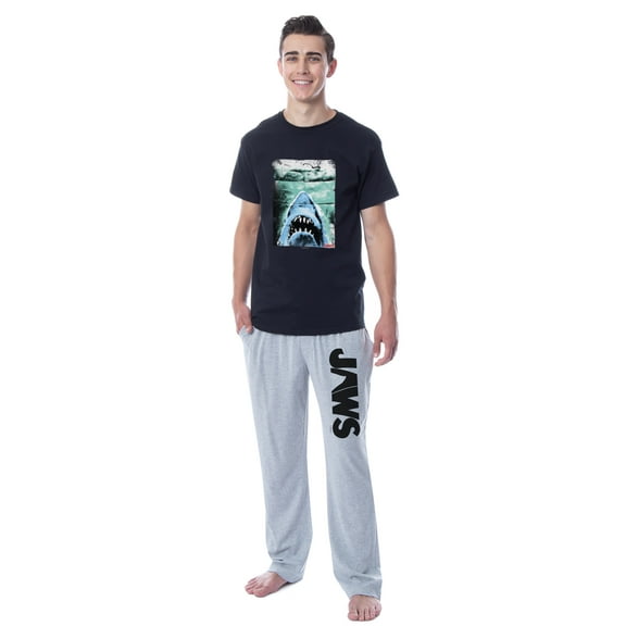Jaws Mens' Classic Film Movie Title Logo Distressed Sleep Pajama Set
