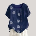 thumbnail image 2 of Awdenio New Summer Fashion Tops for Women 2024, Ladies Summer Casual Short Sleeve Flower Printing Loose Shirt Tops Dark Blue 2XL, 2 of 5