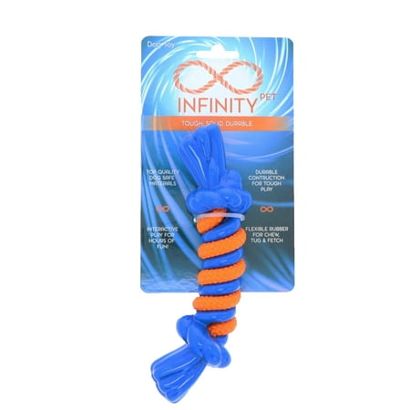 Infinity Dog Toys TPR and Rope Chew and Tug Bone Toy, Small (Best Rope For Dog Toys)