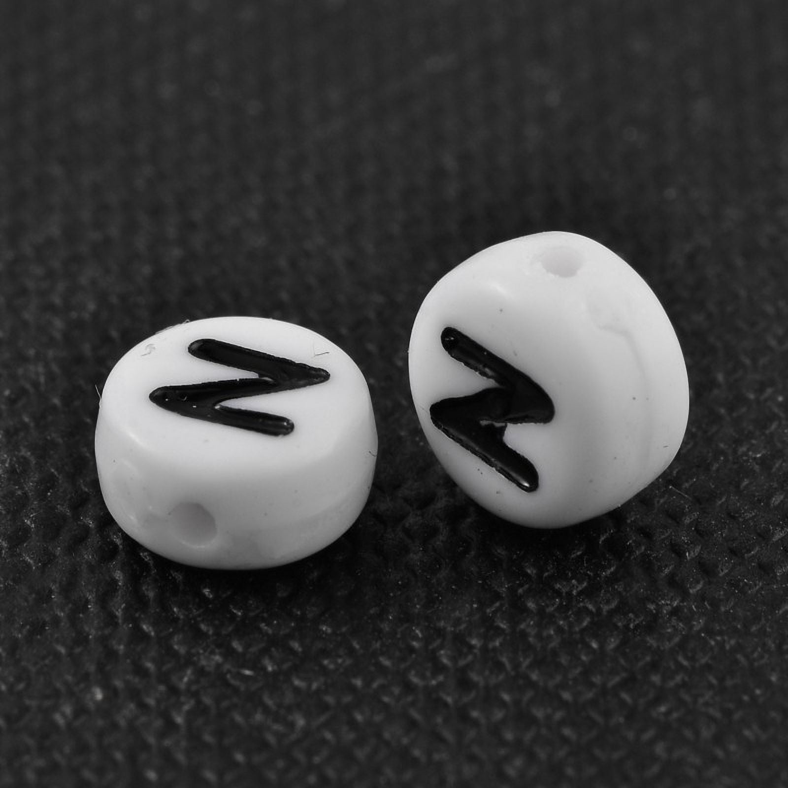Acrylic Beads with Horizontal Hole Letter Flat Round Letter.N 7x4mm Hole: 1mm about 3500pcs/500g