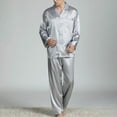thumbnail image 2 of Zshosam Mens Pajamas Set Soft Notched Collar Long Sleeve Mens Sleepwear with Pockets(Grey,XL), 2 of 4