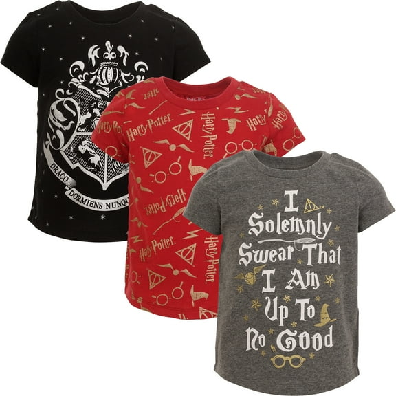 Harry Potter Toddler Girls 3 Pack T-Shirts Toddler to Big Kid