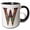 Black/White, variant on 3drose, Pretty Image of Stained Glass Monogram Letter W, 11oz Mug