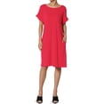 thumbnail image 1 of Robe T-Shirt Midi Longueur Genou à Manches Courtes Ajustée pour Femmes, 1 of 6