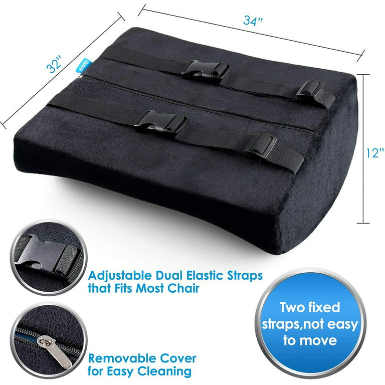Memory Foam Seat Cushion & Lumbar Support Pillow for Office Chair Car  Wheelchair Orthopedic Chair Pad and Back Cushion with Adjustable Straps for