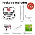 thumbnail image 3 of No Spectators Beyond This Point (10 Pack) 12 inch X 12 inch Shield Shaped Commercial Grade Plastic Signs with Aluminum Mounting Stakes Weather Resistant Made in the USA, 3 of 8