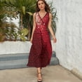 thumbnail image 3 of Red Paillette Sequin Print Womens Night Club Maxi Dress V Neck Sleeveless Bohemia Long Dresses, 3 of 9