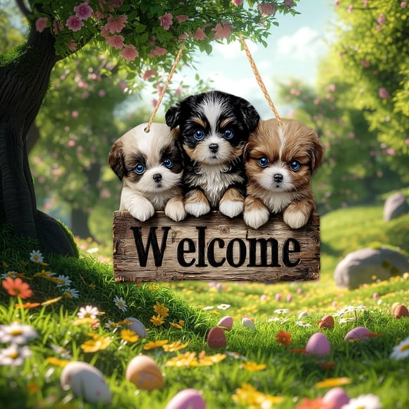 Xihbxyly Letrero de Bienvenida con Animales Alegres, Diseño Colgante de Madera Colorido, Decoración Duradera para Exteriores, Decoración de Pared para Jardín Interior, Idea de Regalo para Inauguració