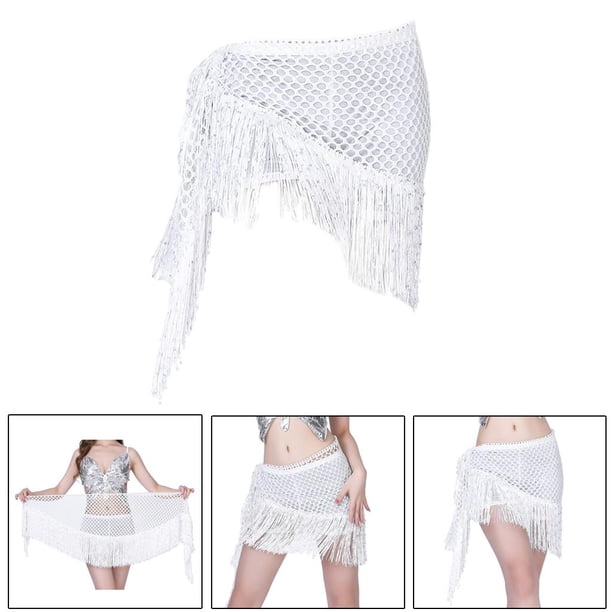Bufanda de cadera para danza del vientre, bufanda de cadera para danza del vientre para mujer, s envolventes para danza del vientre o clase de yo blanco Macarena Pañuelo de danza del vientre