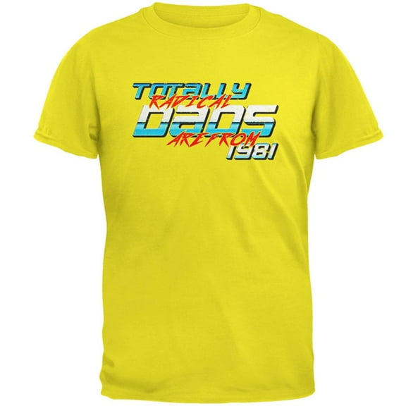 Totally Radical Dads 1981 Birthday Mens T Shirt Bright Yellow X-LG