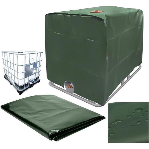 Water Tank Cover, IBC Tank Cover for 1000L Tank, Water Tank Container Protective Cover, Dustproof Anti-UV Anti-Rain, 120x100x116cm (Green)