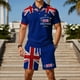 thumbnail image 1 of WILLBEST Pantalones Cortos Casuales para Hombre, con Bandera Europea y Británica, de Manga Corta, con Botones, Holgados y Cómodos, para Negocios Urbanos, Conjunto de Dos Piezas, 1 of 5