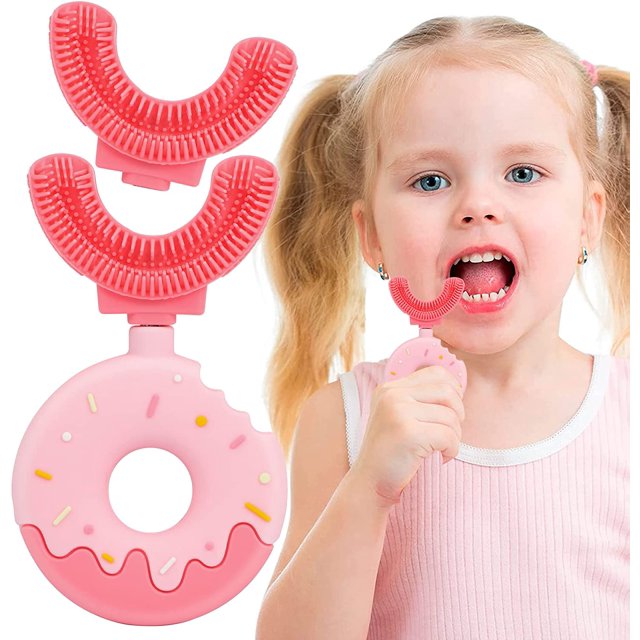 Cepillo de dientes para niños en forma de U NQ Rosa S Suave 360° Silicona 2 a 6 años