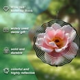 thumbnail image 5 of Vibrant Pink Flower Metal Hanging Wind Spinner - Elegant Garden Wind Chime with Concentric White Lines & Soft Green Background, 5 of 6