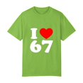thumbnail image 3 of I Love 67 Heart Print Casual Tee For Men Women Birthday Gift Party Wear L OdeJous Cotton Green, 3 of 5