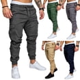 thumbnail image 3 of Pantalones de trabajo, pantalones multibolsillos, pantalones casuales tejidos para hombre, pantalones ajustados, estilo masculino, 3 of 5