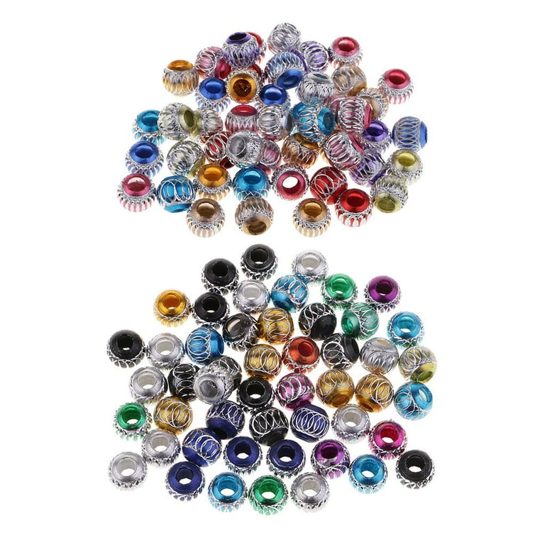 Honbay 50pcs 10mm Mix Color Pattern Aluminum Carving Spacer Beads Metal  Loose Beads for Jewelry Making