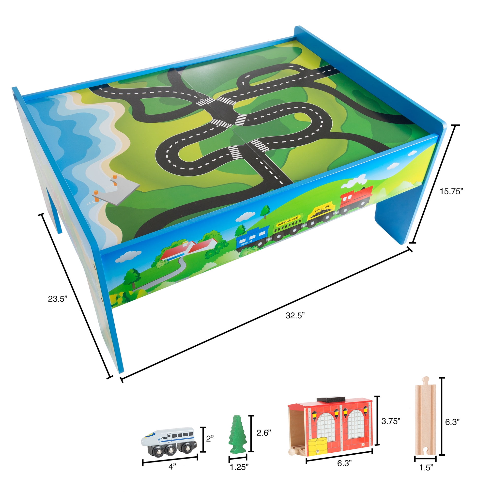 hey play wooden train set table