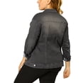 thumbnail image 3 of GRACE & GRANDEUR Juniors Plus Size Long Sleeve Button Down Jean Denim Jacket with Pockets, 3 of 7