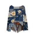 thumbnail image 2 of Wutalume Women's Lightweight Sweater Casual Long Sleeve Knitted Vintage Floral Print Pullover, Soft Boho Style Top, Relaxed Fit for Everyday Outings,Blue L, 2 of 5