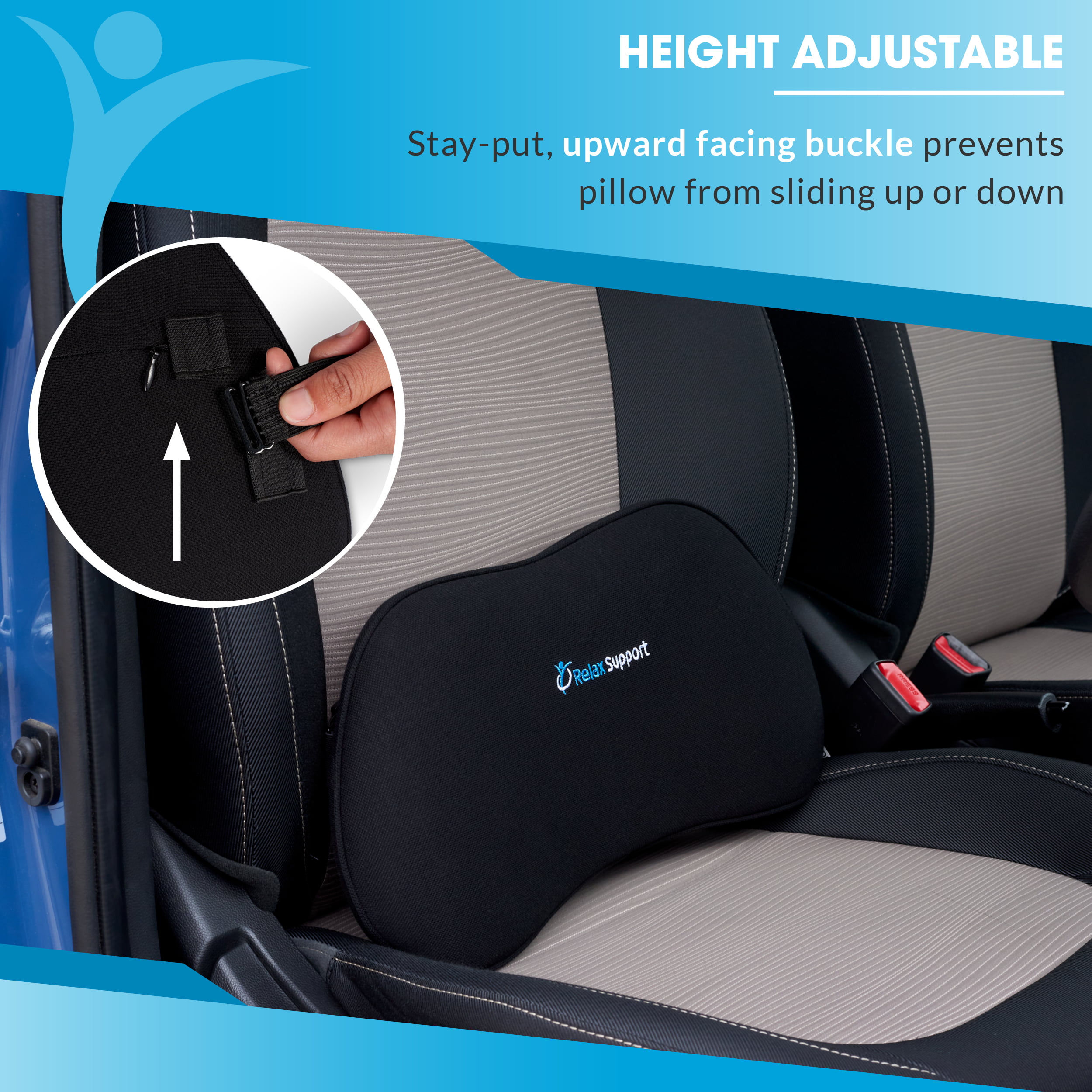 Lumbar Support Pillow for Car Seat – Multi-Use Memory Foam Lower Back  Cushion with Ergonomic Streamline, Upgraded for Waist & Hip Pain Relief,  Perfect