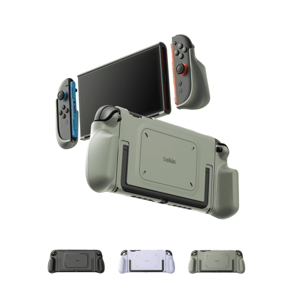 Gaming Nintendo Switch 2 Case Grip, Dockable & Quick-Release Design, Ergonomic Non-Slip, Kickstand Compatible Protective Case, Comfortable Joy-Con 2 Handheld Grip, Switch 2 Gaming Accessories - Olive