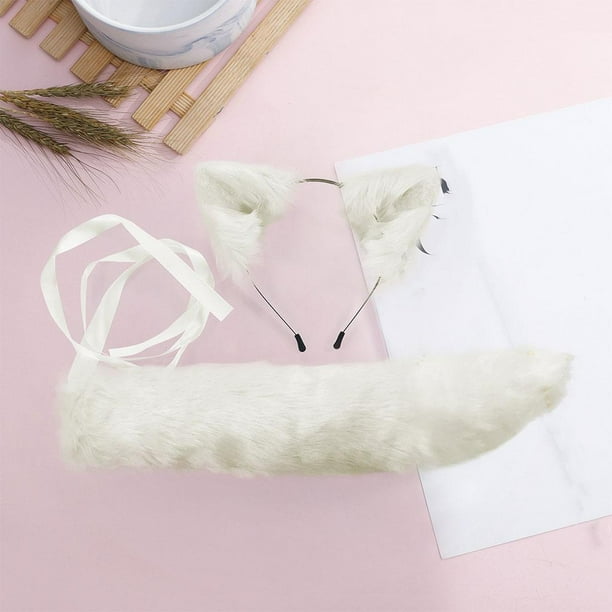 Diadema de piel sintética de animal Salvador Cosplay Play traje blanco