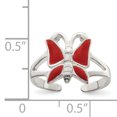 thumbnail image 2 of 925 Sterling Silver Antiqued Red Enameled Butterfly Toe Ring, 2 of 2