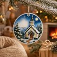 thumbnail image 4 of Round Clear Acrylic Christmas Ornament, Winter Cabin Christmas Tree Printed Hanging Ornament, Forest Scene for Tree, Wreath, Garland, Mantel, Window and Holiday Decor​, A, 4 of 5