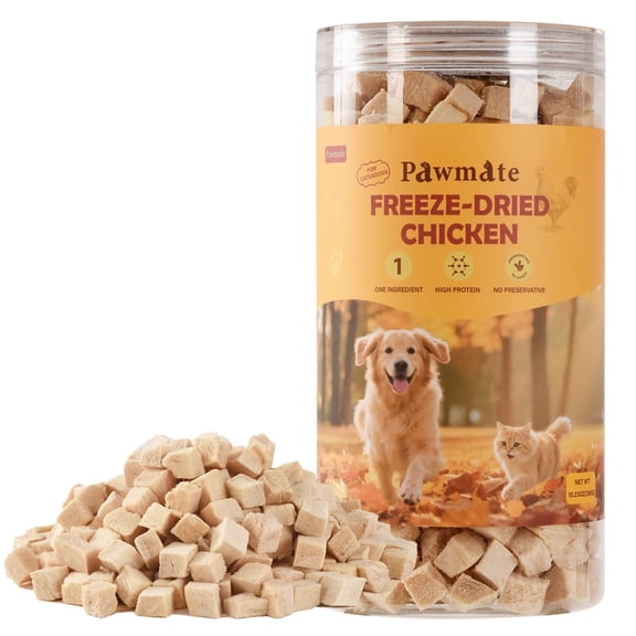 PAWMATE Freeze Dried Chicken Treats for Dogs & Cats, Healthy Single Ingredient, High Protein Snacks for Training, 10.23oz