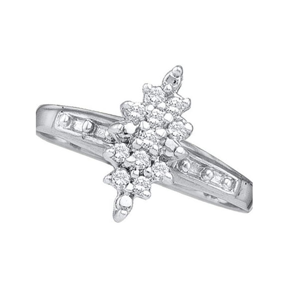 Sterling Silver Womens Round Diamond Cluster Ring 1/10 Cttw