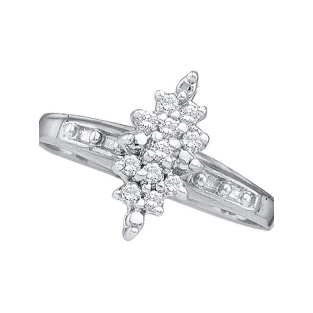 Sterling Silver Womens Round Diamond Cluster Ring 1/10 Cttw