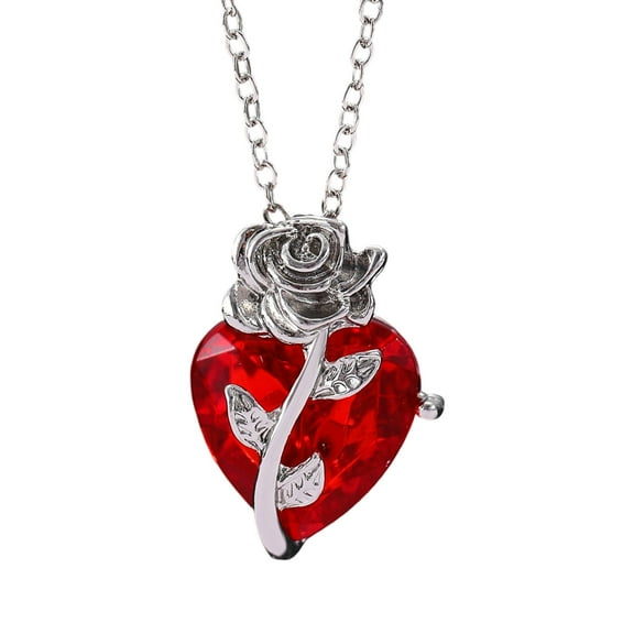 Mysterious Love Rose Flower Pendant Necklace Adjustable Length Neckchain Gothic Jewelry For Special Occasions