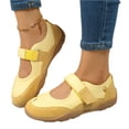 thumbnail image 3 of Comfortable Walking Shoes, Mary Jane Sneakers Flats Dressy Shoes for Women, Ballet Sneakers Wide Toe Box With Non Slip Retro Tennis Lightweight Maryjane Sneakers, Yellow 8.5, 3 of 5