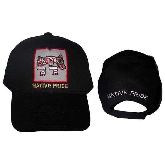 Eskimo Wolf Native Pride Embroidered Baseball Caps Hats Black Color Uni-Sex Style -- FREE USA Shipping-- (CapNp660b)