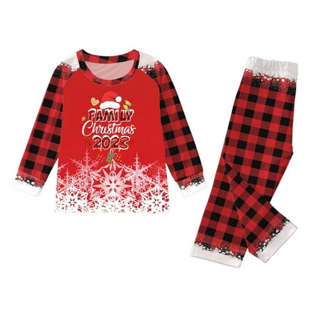

Neuxse Parent Child Outfit Kids Jumpsuit For Christmas Family Pajamas Cute Big Headed Deer Print Plaid Long Sleeve Romper Soft Casusal Holiday Sleepwear